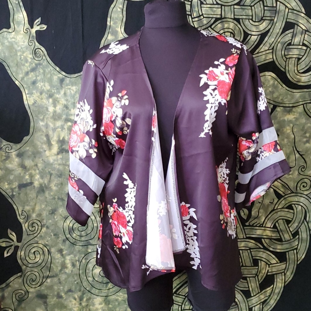 Black & Floral Kimono